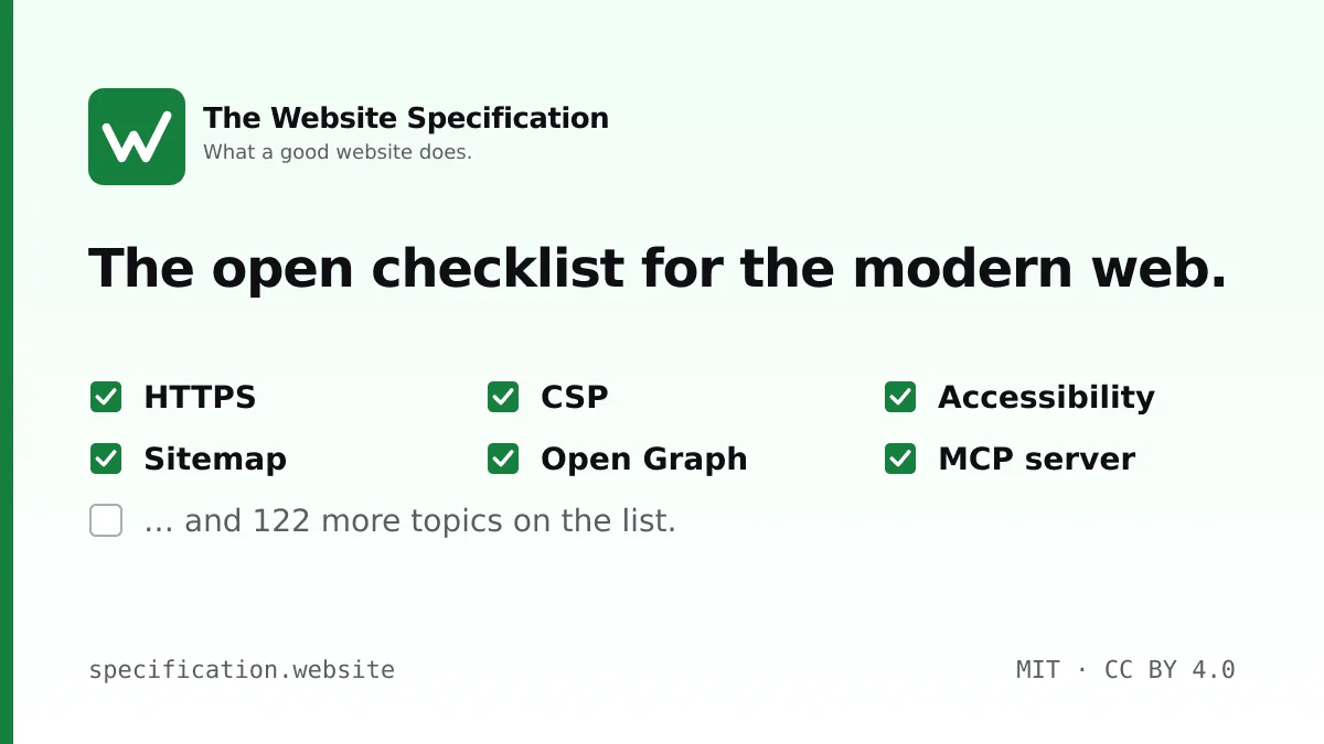 開發者社群力推！《The Website Specification》用 128 條規則為現代網站定下統一規格