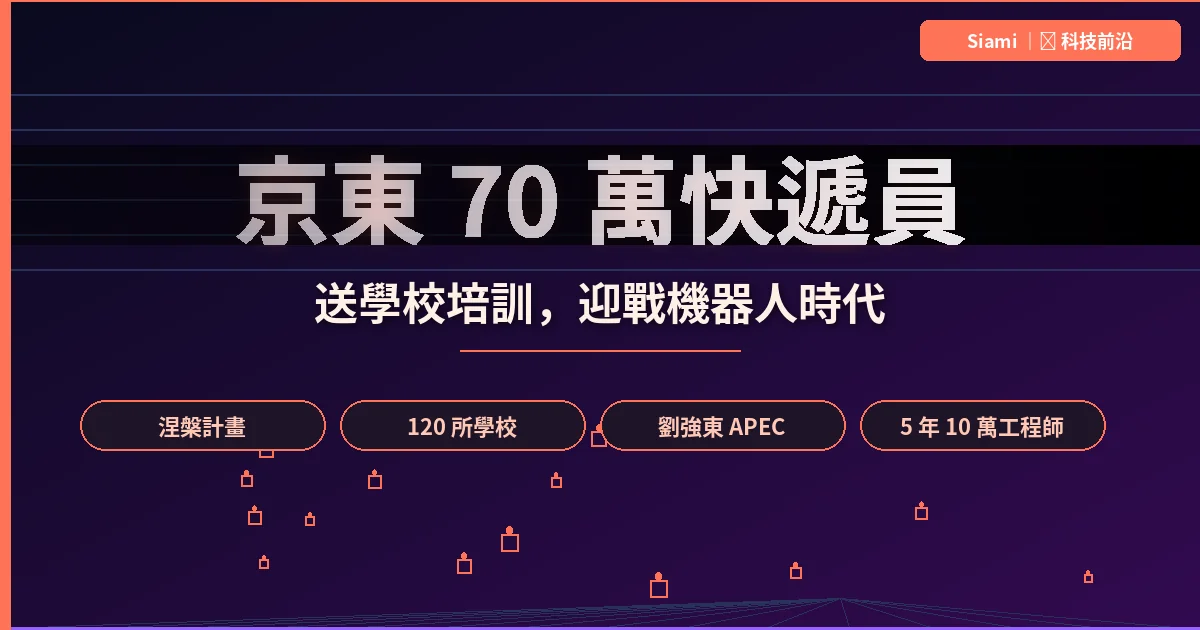 京東劉強東 APEC 宣布「涅槃計畫」：送 70 萬藍領去學校培訓，準備讓機器人送貨