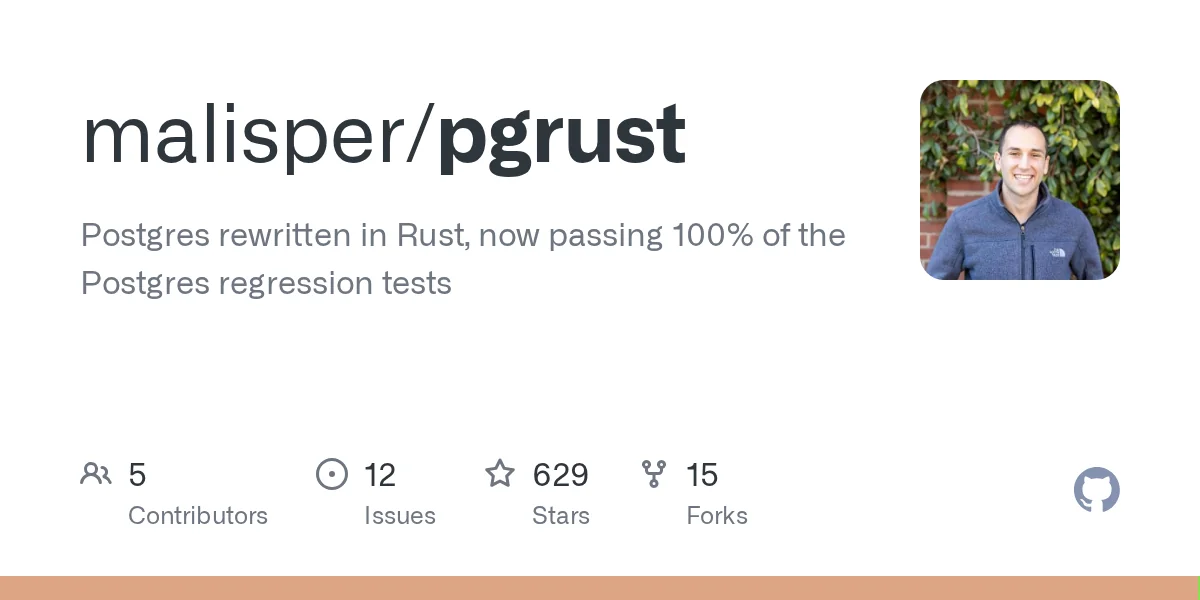 工程師 malisper 8 個 Codex 帳號平行衝刺　把 100 萬行 C 語言 PostgreSQL 用 Rust 從零重寫、跑通 100% 回歸測試