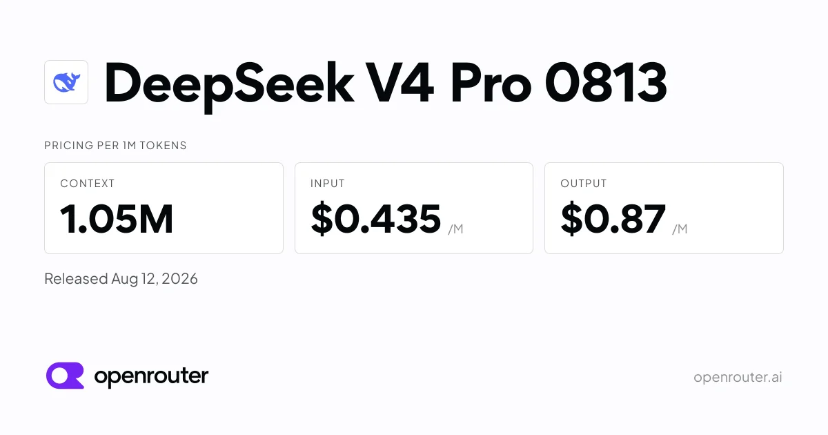 DeepSeek V4 Pro 0813 正式版上線：1.6 兆參數 MoE 模型、開源 MIT 授權、價格僅 Claude Opus 4.7 的 1/15