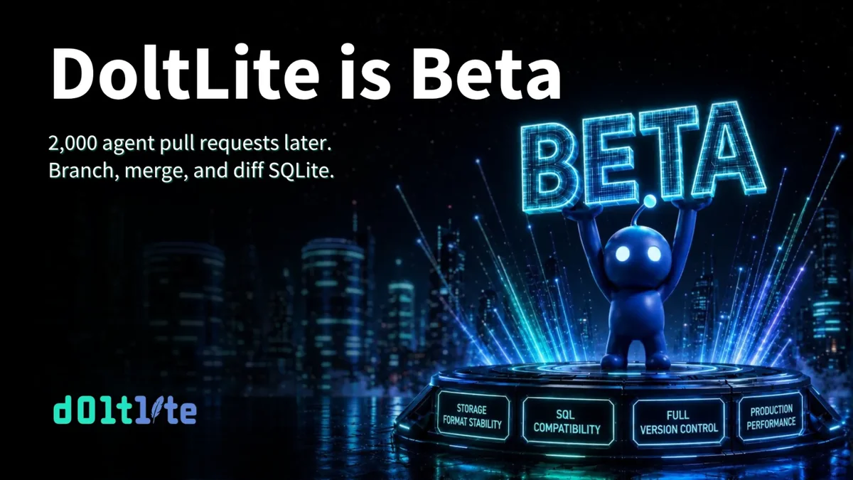 DoltLite 進入 Beta：2,000 個 AI Agent PR 合力打造的 Git 版 SQLite