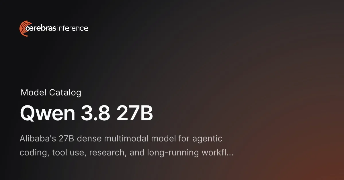 Cerebras 把 Qwen 3.8 27B 跑到 1500 tokens/sec　開源旗艦模型首次進入「即時回應」級距
