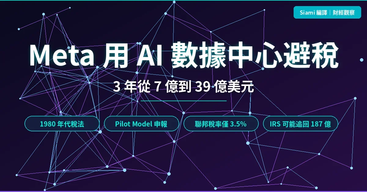 Meta 把 AI 數據中心當實驗室 三年聯邦稅抵減暴增 5.5 倍