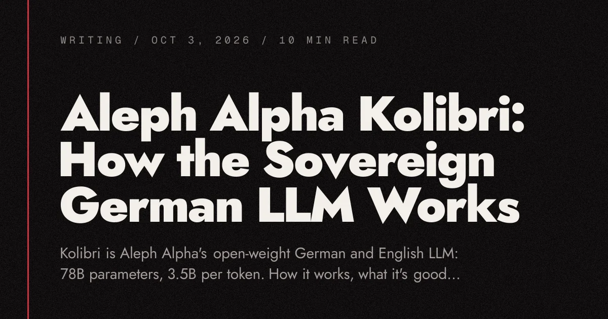 德國主權 LLM 開源：Aleph Alpha Kolibri 的 MoE 設計與「主權 AI」兌現