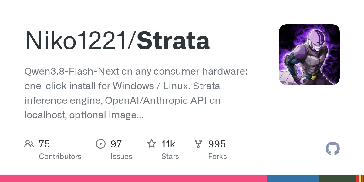 Strata：把 125B 參數的 Qwen3.8-Flash-Next 跑在 12GB 顯示卡上，100T/s 的開源推論引擎