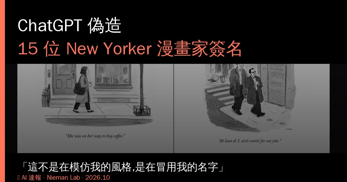 ChatGPT 偽造 15 位 New Yorker 漫畫家簽名　「這不是在模仿我的風格,是在冒用我的名字」