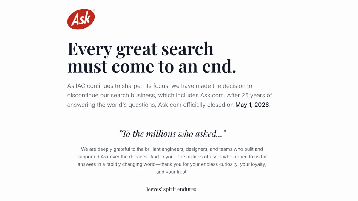 再見了，Jeeves：Ask.com 營運近30年正式關閉，一代搜尋引擎走入歷史